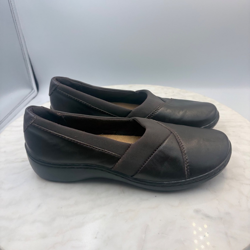 Clarks Collection Loafers Womens 6.5W Wide Brown Leather Slip On Comfort Support - Picture 4 of 8